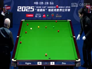 斯诺克玉山世界公开赛16进8 约翰·希金斯5-4周跃龙 20250226