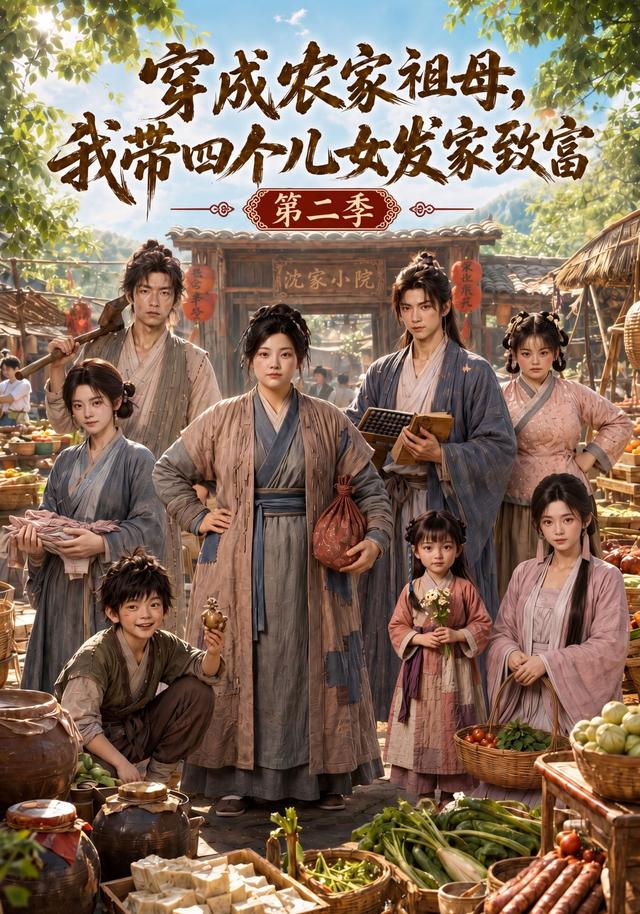 穿成农家祖母,我带四个儿女发家致富 AI漫剧海报